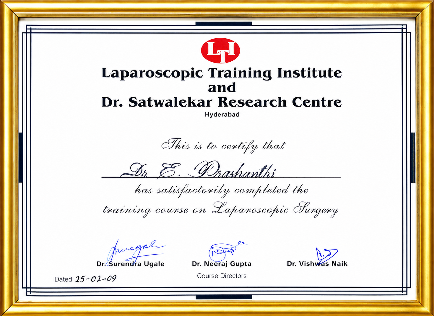 Laparoscopic Surgery Training Certificate